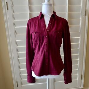 In Earnest by Byron Lars Long Sleeve Vegan Suede Button Down